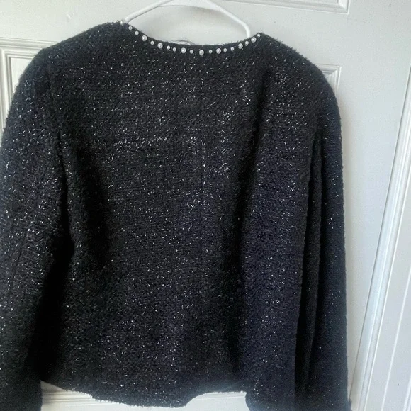 Talbots Black Cropped Blazer with Textured Fabric and Decorative Trim - Picture 7 of 7